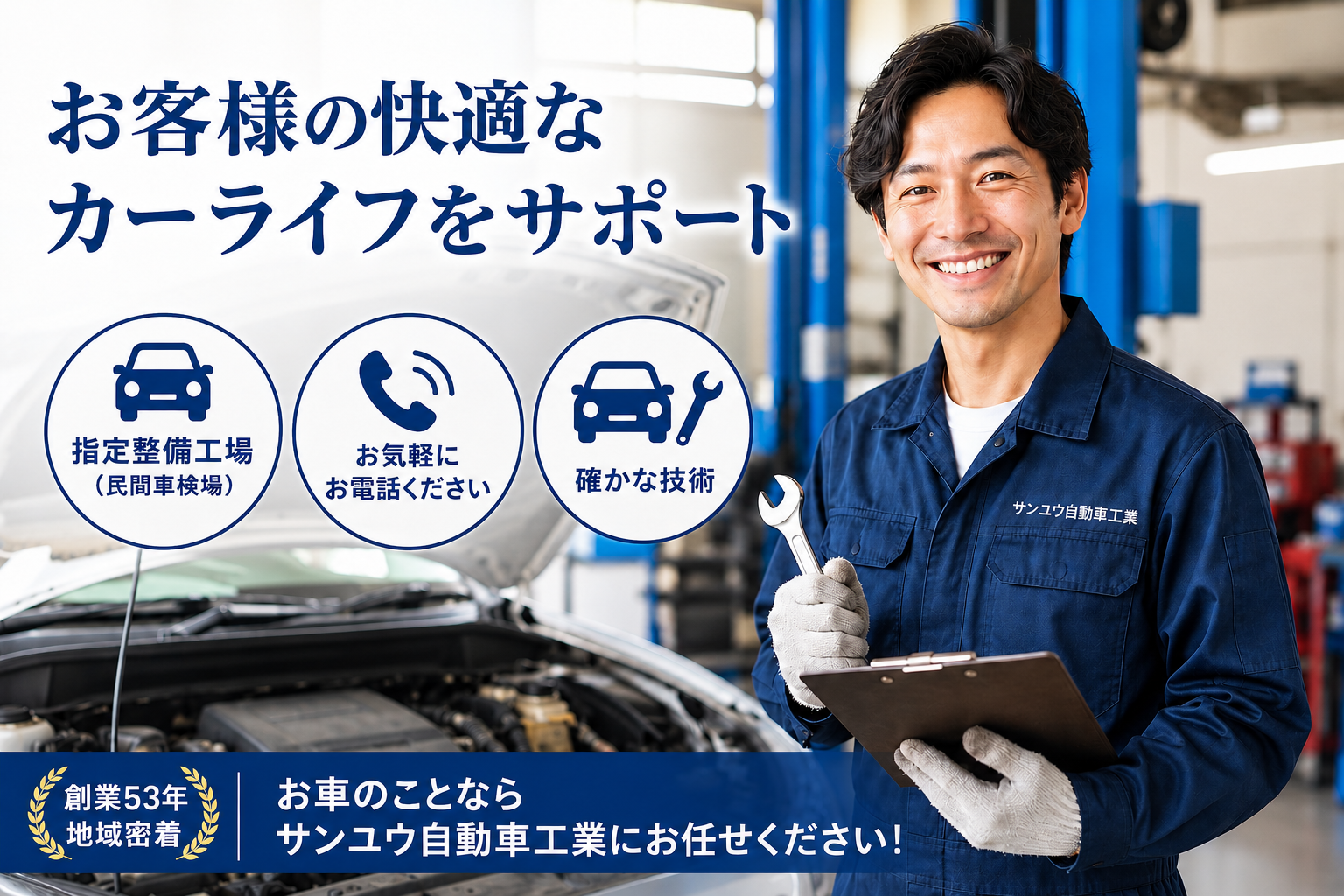お客様の快適なカーライフをサポートしていきます。